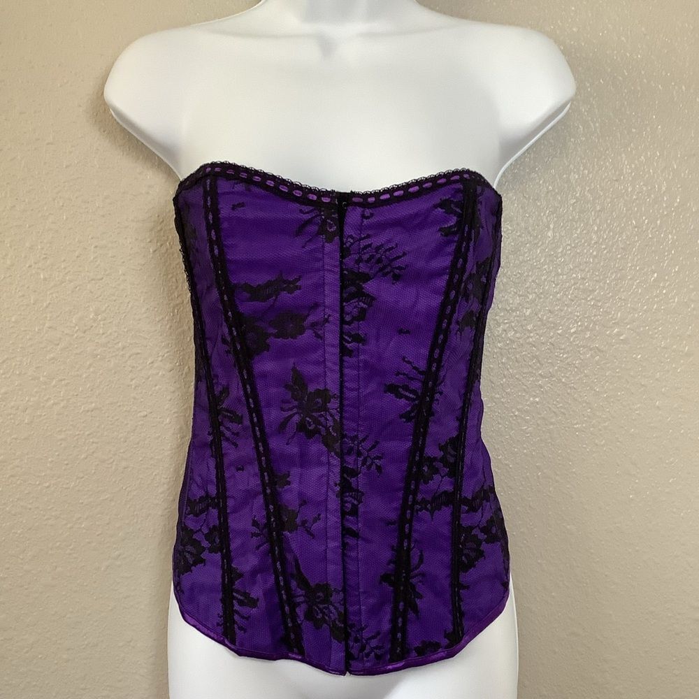 Bonitas Purple Dark‎ Feminine Whimsigoth Lace Gothic Emo Scene Lace Up Corset L